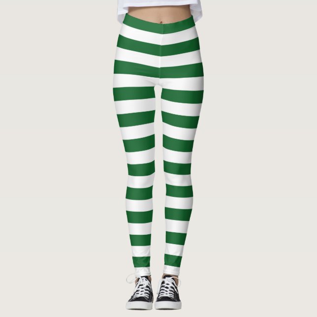Leggings Rayures vertes et blanches (Devant)