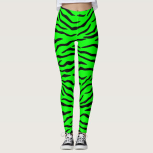 Leggings Rayures vertes et noires au néon lumineuses de
