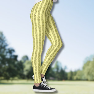 Leggings Rayures verticales de style pailleté jaune vif
