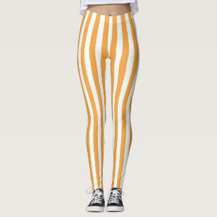 Leggings Rayures verticales orange vif et blanc - esthétiqu