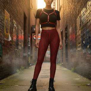 Leggings Rayures verticales rouges et noires