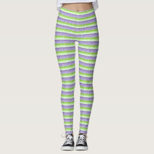 Leggings Rayures violettes et vertes