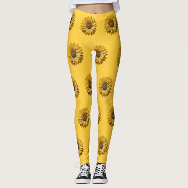 Leggings Realistic Minimal Sunflower Pattern (Devant)