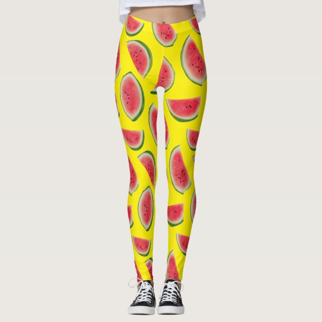 Leggings Realistic Watermelon Slice Pattern Design (Devant)