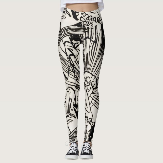 Leggings Réconciliation par Franz Marc Black et White (Devant)