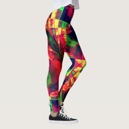 Leggings Rectangle incliné, étiré, vert, rouge foncé