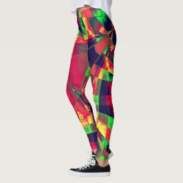 Leggings rectangles inclinés ou étirés de couleur rouge ver