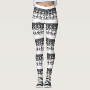 Leggings Red blue ornament