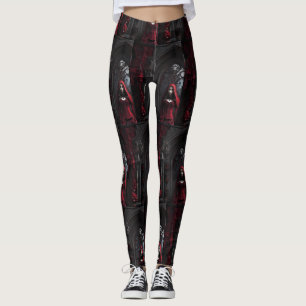 Leggings Red Gothic Girl Dark Elegance
