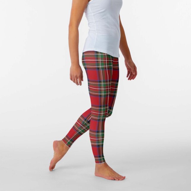 Leggings Red Green Royal Stewart Tartan Plaid Motif (Créateur téléchargé)