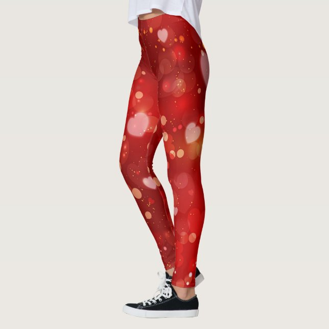 Leggings Red Hearts et Bokeh (Gauche)