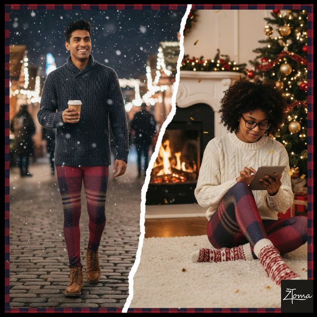 Leggings Red Navy Buffalo Plaid Flannel Tartan (Créateur téléchargé)