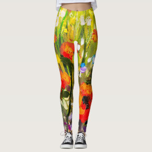 Leggings Red Poppies Champ peinture Abstraite