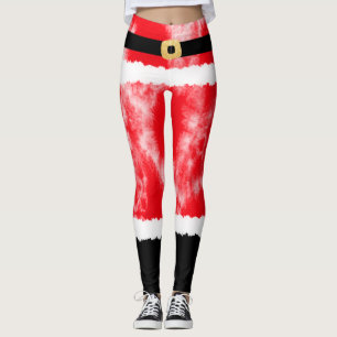 Leggings Red Tie Dye Santa Claus Costume Noël