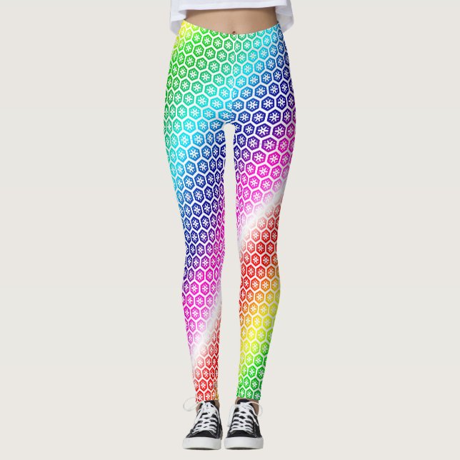 Leggings - Regenbogenfarben in weißer Grafik (Vorderseite)