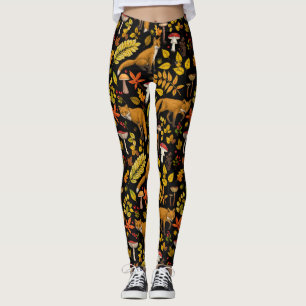Leggings Renard d'automne sur noir