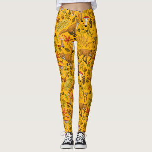 Leggings Renard d'automne sur orange