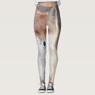 Leggings Renard rouge, forêt d'hiver, illustration pittores