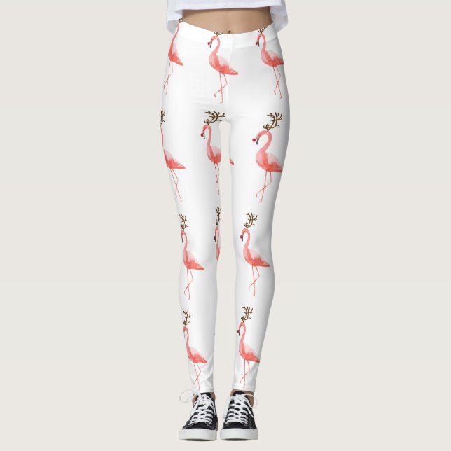 Leggings Renne à la mode de Noël de flamant (Devant)