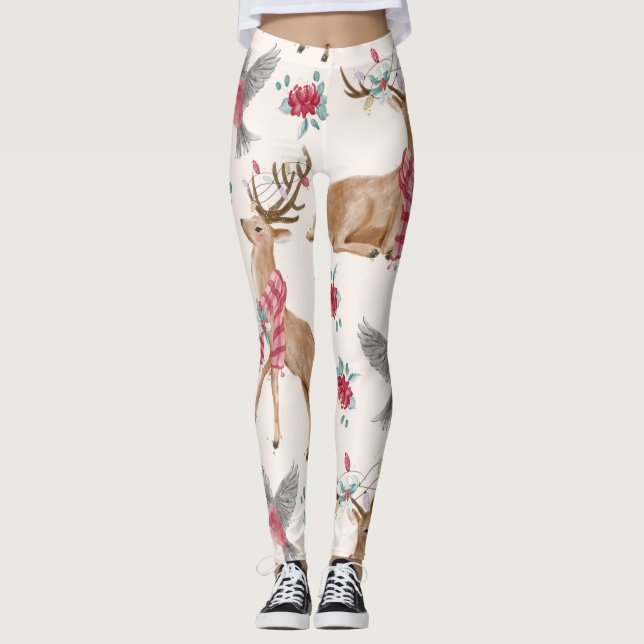 Leggings Rennes, Oiseaux, Fleurs (Devant)