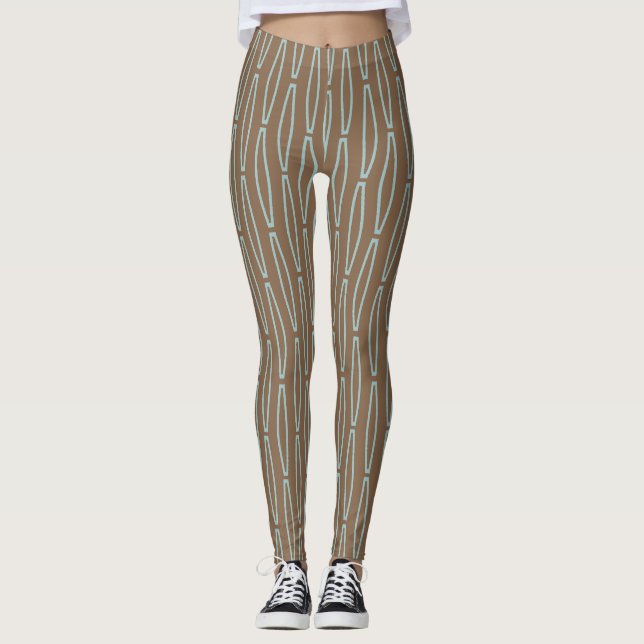 Leggings Répétition géométrique Brown (Devant)