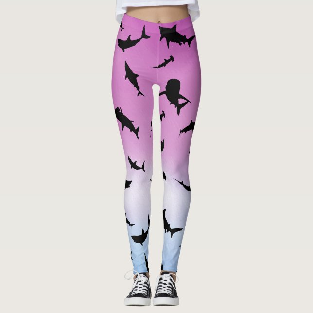 Leggings requin-taupe gris sur pente Arc-en-ciel (Devant)