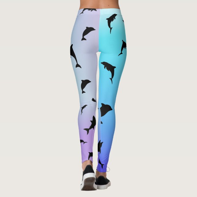 Leggings requin-taupe sur fond océanique (Dos)