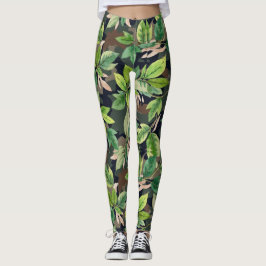 Leggings Ressemblent à Branches Feuilles Camo Motif