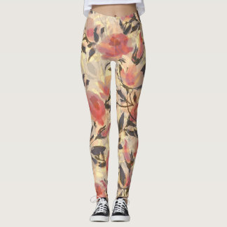 Leggings Ressort roses sauvages : motif aquarelle.