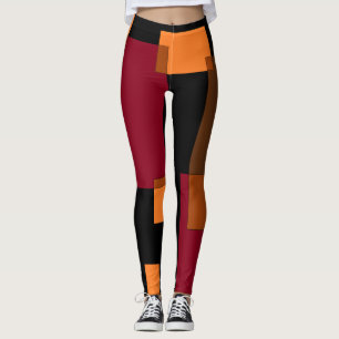 Leggings Résumé géométrique Rouge Orange Brown Noir