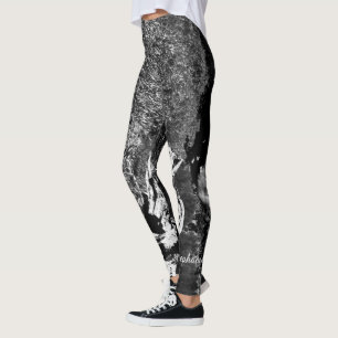 Leggings Résumé noir et blanc avec le nom personnalisé