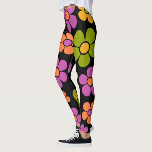 Leggings Reto 1960s Style Moyenne Moyenne Motif Floral
