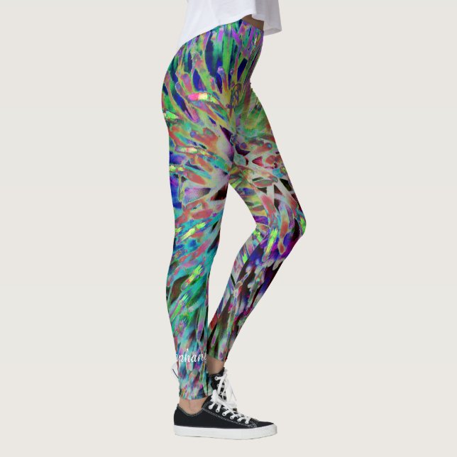 Leggings Retro 60s Joaillerie tons Abstraits, Nom personnal (Droite)