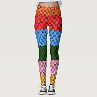 Leggings Rétro à Bloc de Couleurs et Monogramme