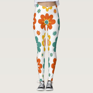 Leggings Rétro Fleur géométrique des années 70 Boho
