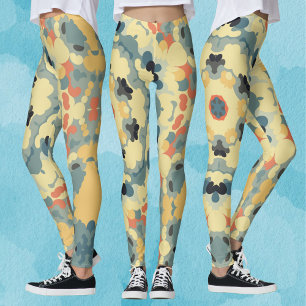 Leggings Rétro Mandala bleu jaune et rouge