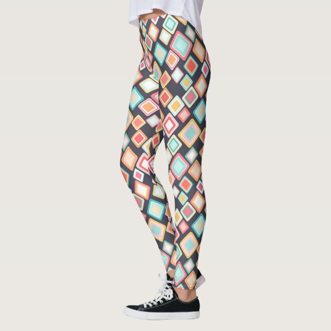 Leggings Rétro motif de carrés colorés (Gauche)
