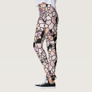 Leggings Retro Pastel Blush violet rose Mosaic Art Motif