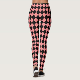 Leggings Rétro Rockabilly Rose Noir Argyle