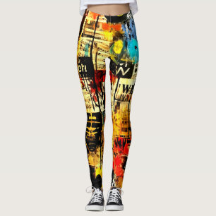 Leggings rétro vibrant méchant abstrait tendance