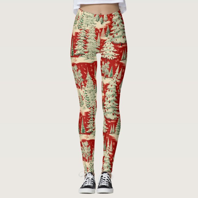 Leggings Retro Vintage Christmas Landscape (Devant)