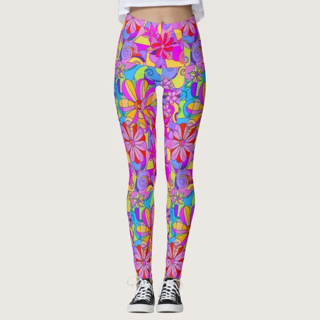 Leggings Rétros guêtres de fleur (Devant)