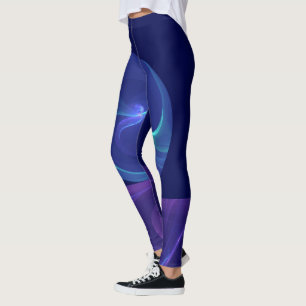 Leggings Rêve Violet Bleu Lumineux Art Fractal Abstrait
