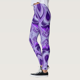 Leggings Rêves arc-en-ciel à fleurs violettes
