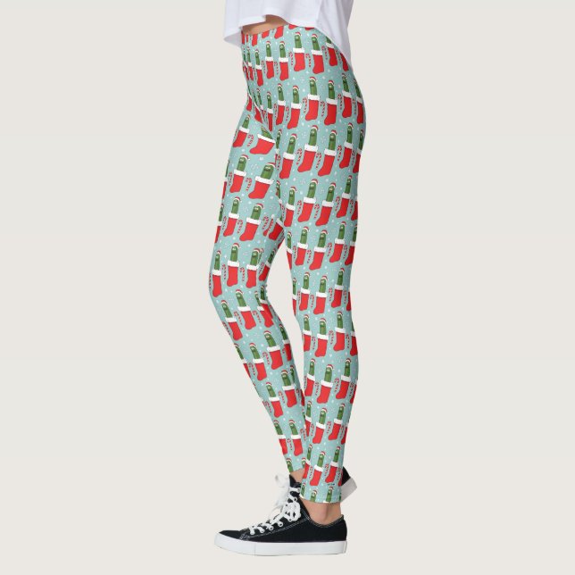 Leggings Rick et Morty | Motif de Noël Pickle Rick (Gauche)