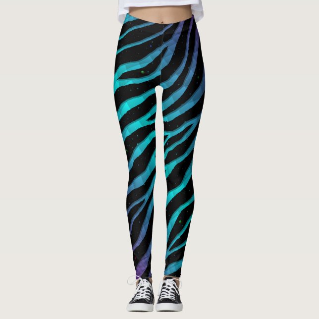 Leggings Ripped SpaceTime Stripes - Purple/cyan (Devant)
