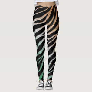 Leggings Ripped SpaceTime Stripes - vert/blanc/orange