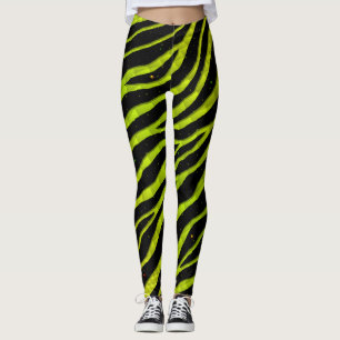 Leggings Ripped SpaceTime Stripes - yellow/lime