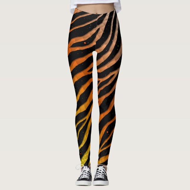 Leggings Ripped SpaceTime Stripes - yellow/orange/blanc (Devant)
