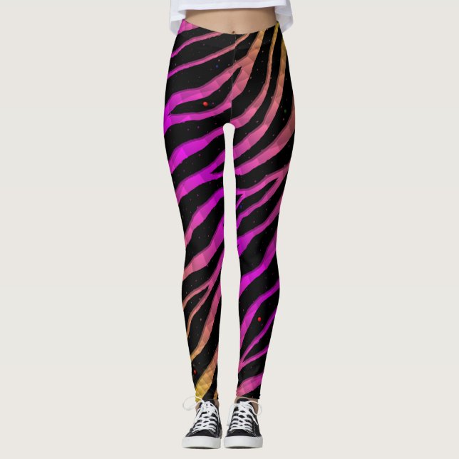 Leggings Ripped SpaceTime Stripes - Yellow/pink (Devant)
